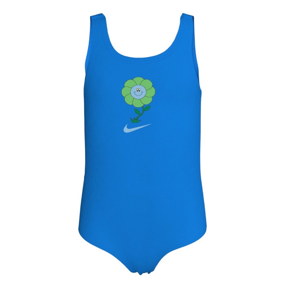NIKE Girls One Piece U-Back Swimsuit Nike Logo Flower Sizes 5, 6 NWT